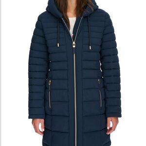 Navy Hooded Puffer Coat NWT Size L